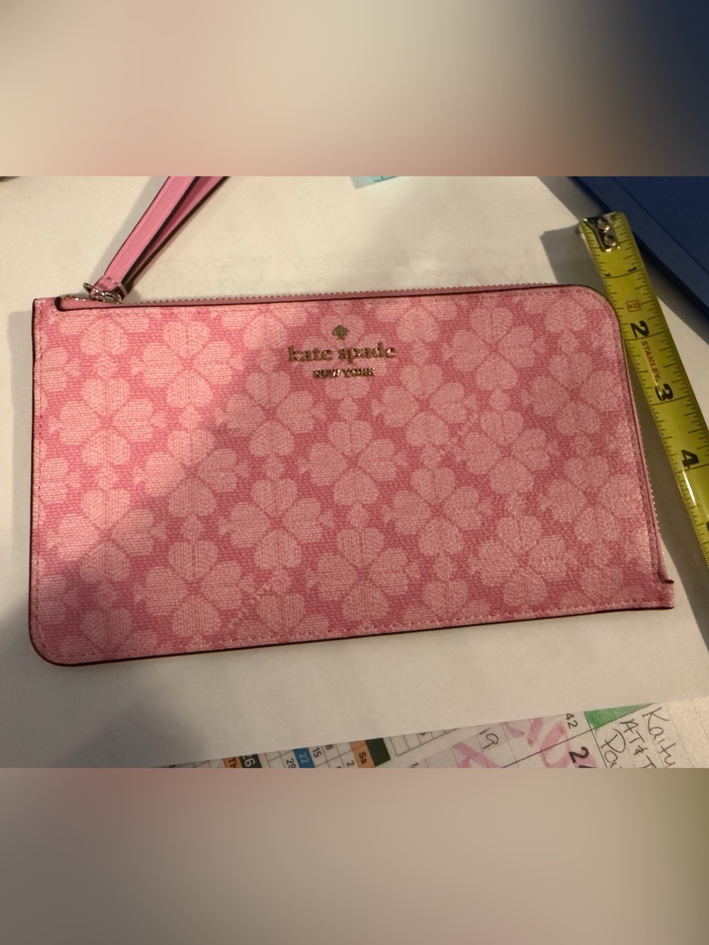 kate spade Pink Floral Zip Wristlet Clutch with Wrist Strap